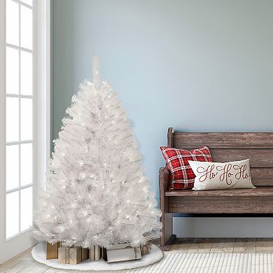 PULEO INTERNATIONAL 4.5-ft. Pre-Lit White Northern Fir Artificial Christmas Tree