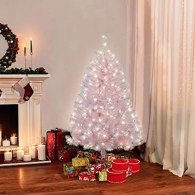 PULEO INTERNATIONAL 4.5-ft. Pre-Lit White Northern Fir Artificial Christmas Tree