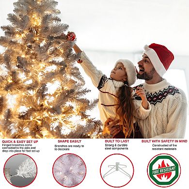 Puleo International 9-ft. Pre-Lit White Slim Fraser Fir Artificial Christmas Tree
