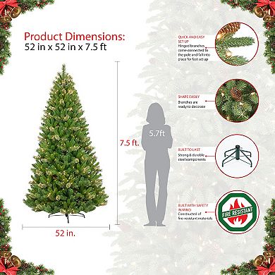 PULEO INTERNATIONAL 7.5-ft. Pre-Lit Teton Pine Artificial Christmas Tree