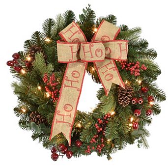 PULEO INTERNATIONAL 24 in Pre-Lit Decorated Wreath