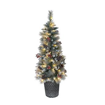 PULEO INTERNATIONAL 4.5-ft. Pre-Lit Potted Sterling Pine Tree