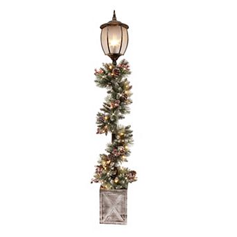 PULEO INTERNATIONAL 7-ft. Lamp Post with Decorated Garland