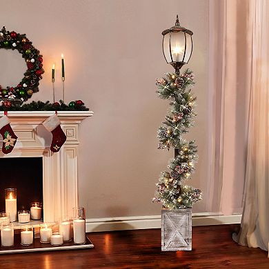 PULEO INTERNATIONAL 7-ft. Lamp Post with Decorated Garland