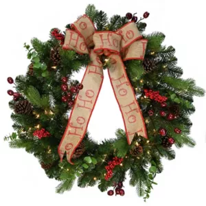 PULEO INTERNATIONAL 30-in. Pre-Lit Decorated Wreath, Green