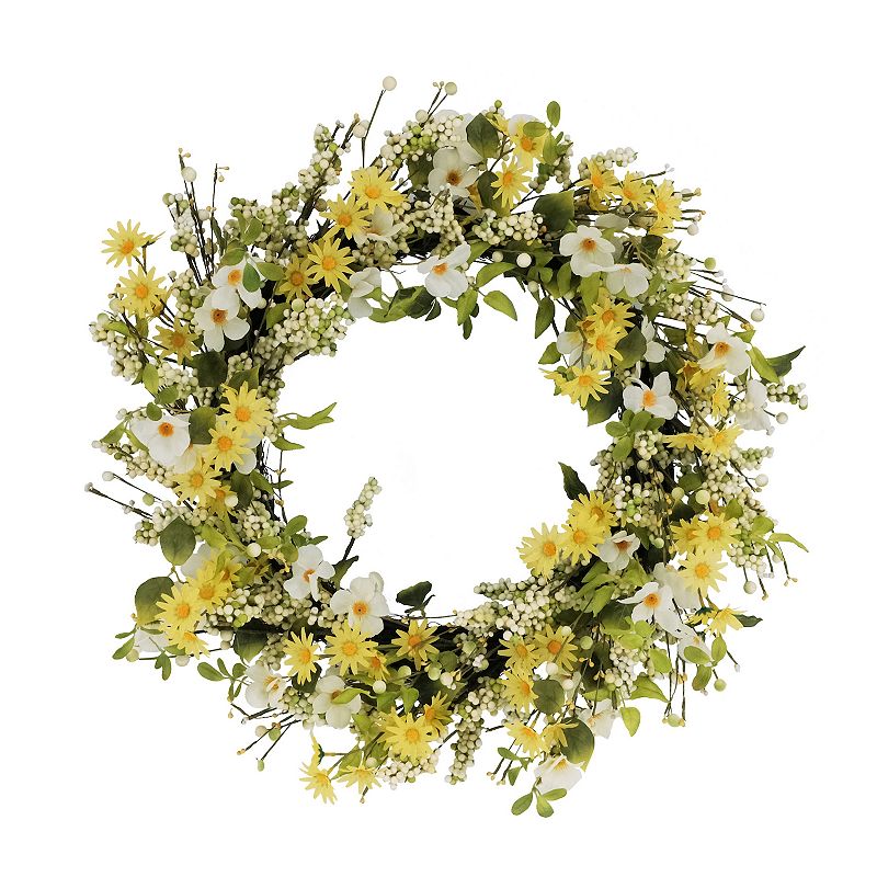 Puleo International 30-in. Artificial Dogwood & Daisy Floral Spring Wreath,