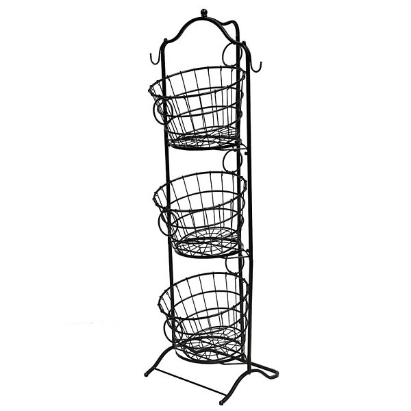 Puleo International 3-Tier Wire Basket Stand