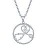 Sterling Silver Cubic Zirconia Stethoscope & Heartbeat Necklace