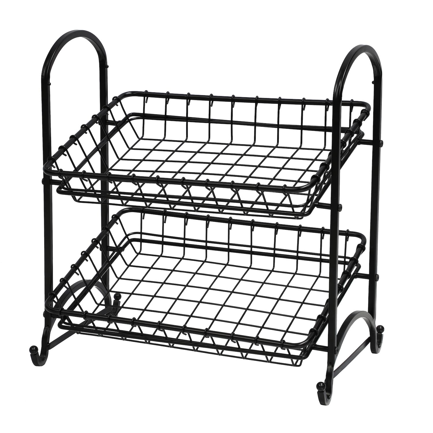 2 Tier Whitewashed Wood and Black Metal Wire Can Rack Organizer, 2-Tie –  MyGift