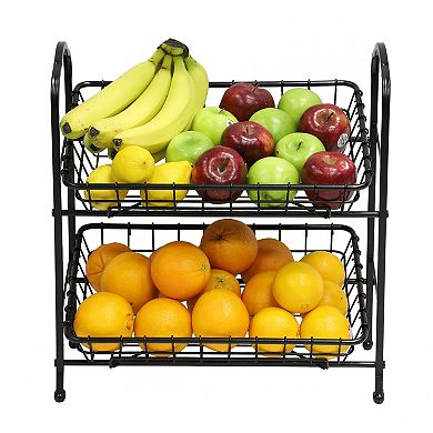 PULEO INTERNATIONAL 2-Tier Metal Basket Stand