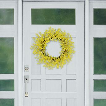 PULEO INTERNATIONAL 30 in Artificial Winter Jasmine Floral Spring Wreath