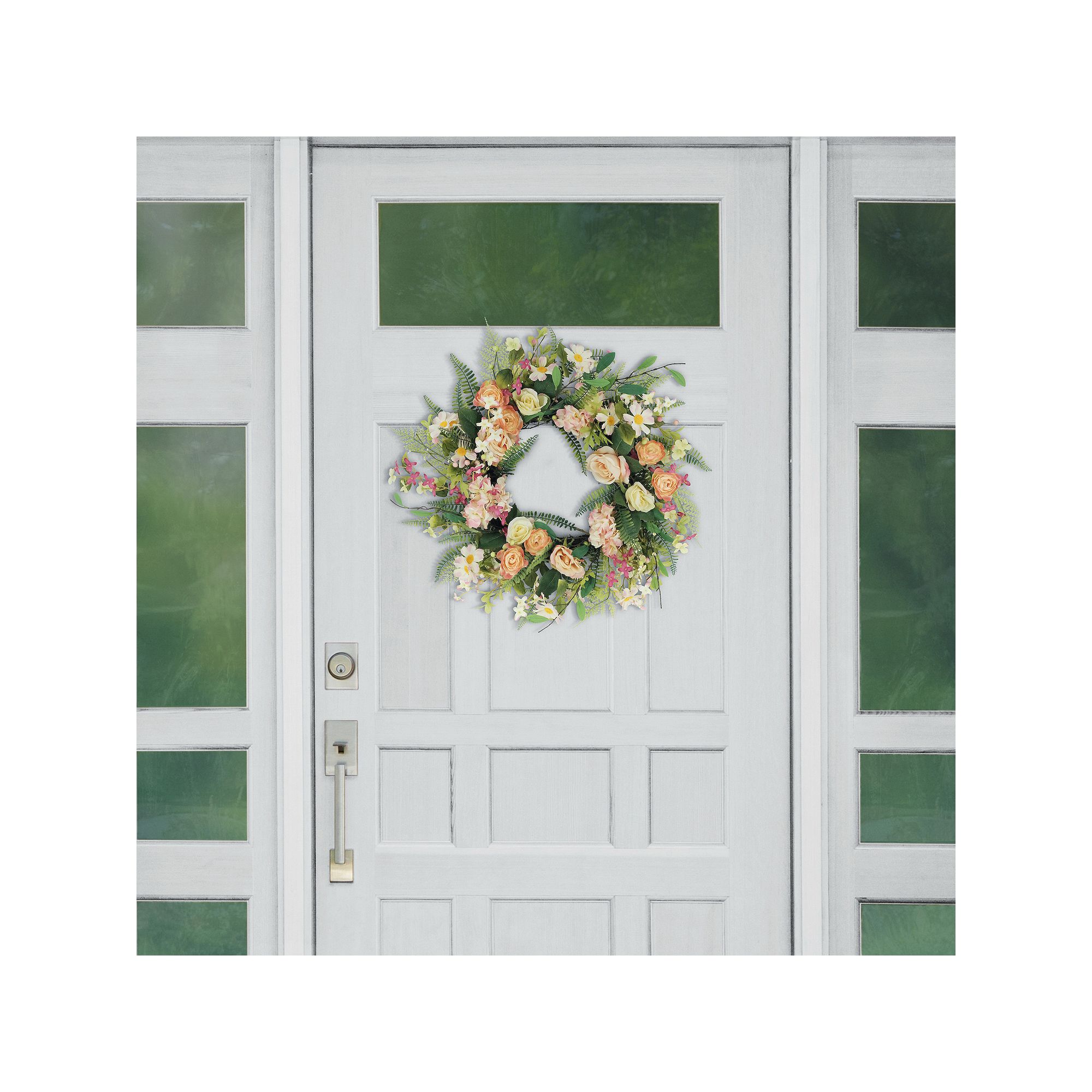 PULEO INTERNATIONAL 24-in. Artificial Rose & Hydrangea Spring Wreath, Yello