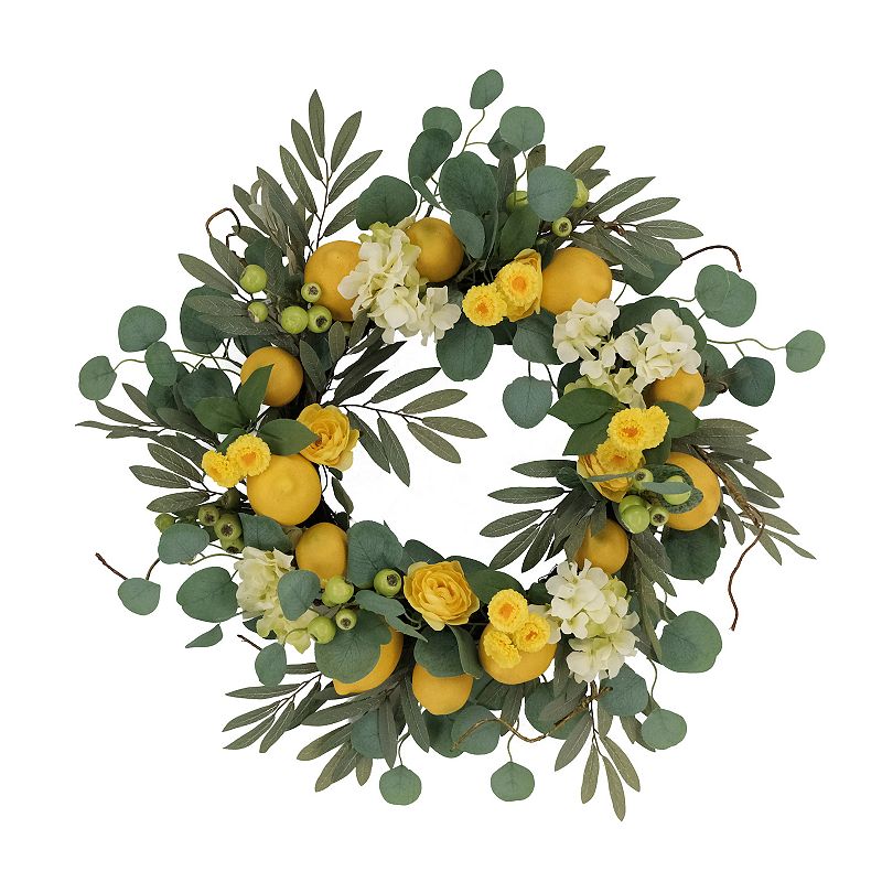 Puleo International 24-in. Artificial Lemon & Hydrangea Spring Wreath, Oran