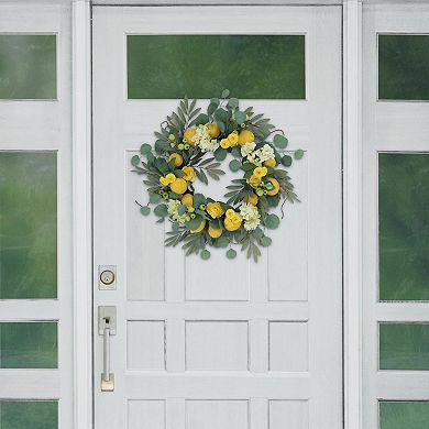 Puleo International 24-in. Artificial Lemon & Hydrangea Spring Wreath