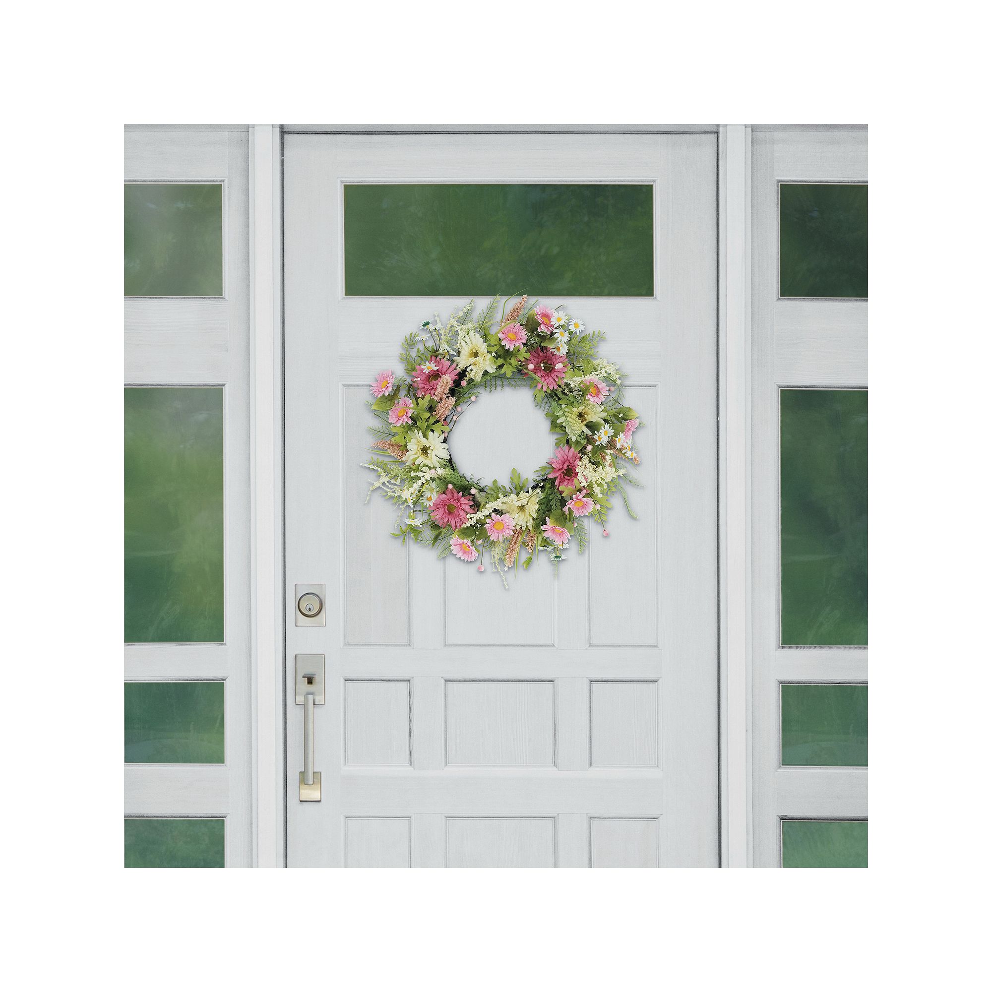 PULEO INTERNATIONAL Chrysanthemum Daisy Spring Artificial Wreath, Yellow