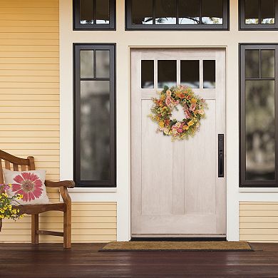 PULEO INTERNATIONAL Rose Dogwood Daisy Artificial Wreath