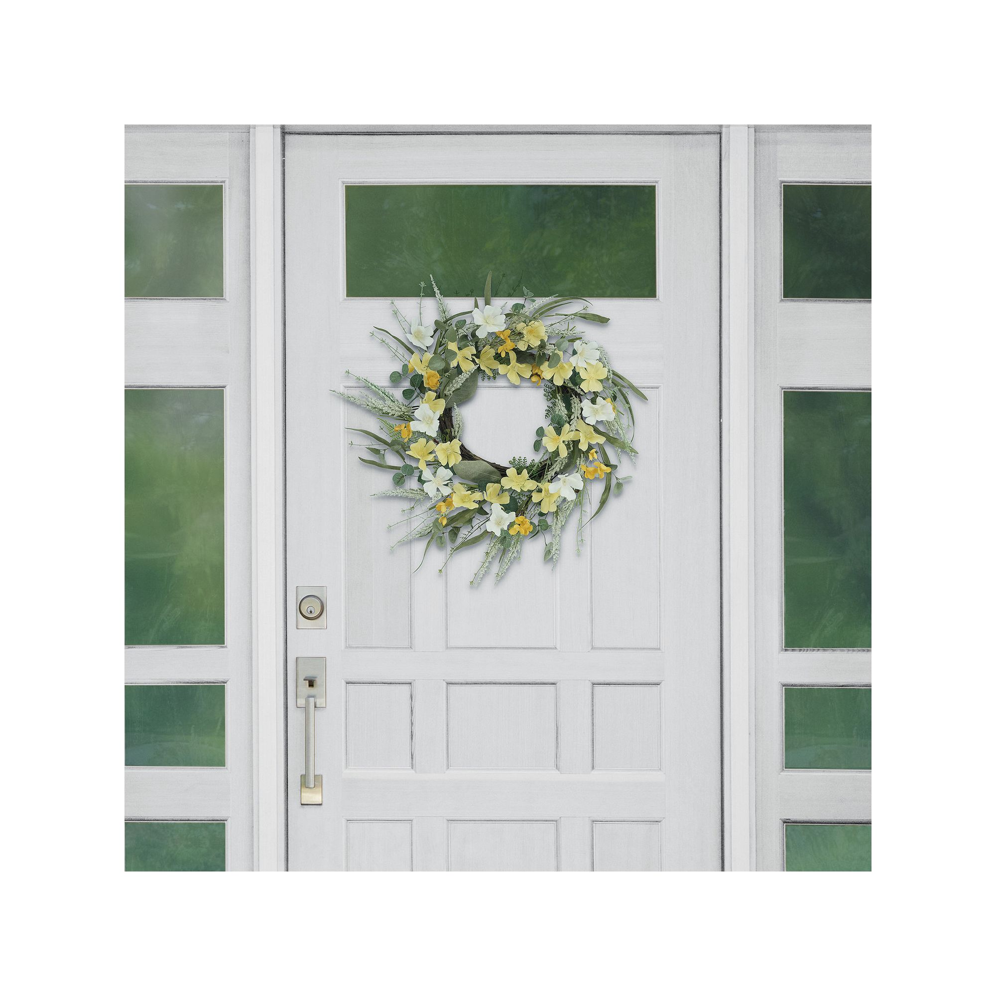 PULEO INTERNATIONAL Dogwood Floral Artificial Wreath, Yellow