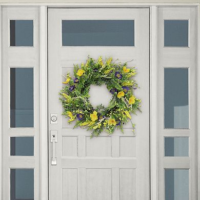 PULEO INTERNATIONAL Mixed Floral Artificial Wreath