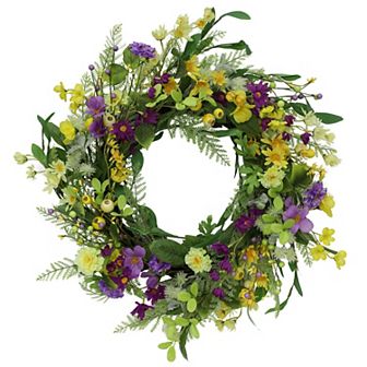 PULEO INTERNATIONAL Spring Mixed Floral Artificial Wreath