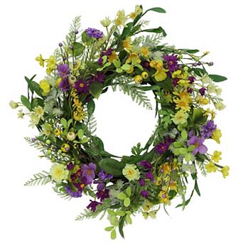 PULEO INTERNATIONAL Spring Mixed Floral Artificial Wreath