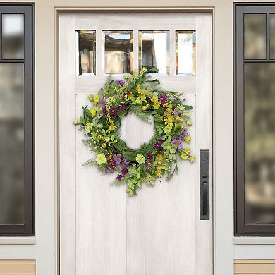 PULEO INTERNATIONAL Spring Mixed Floral Artificial Wreath