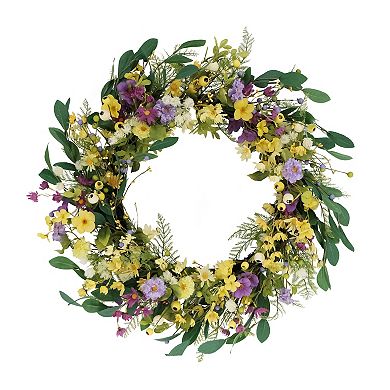 PULEO INTERNATIONAL Dogwood Daisy Poppy Artificial Wreath