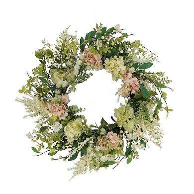 PULEO INTERNATIONAL Hydrangea Dogwood Artificial Wreath