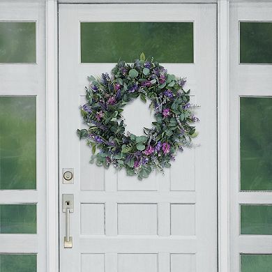 PULEO INTERNATIONAL Lavender Eucalyptus Artificial Wreath