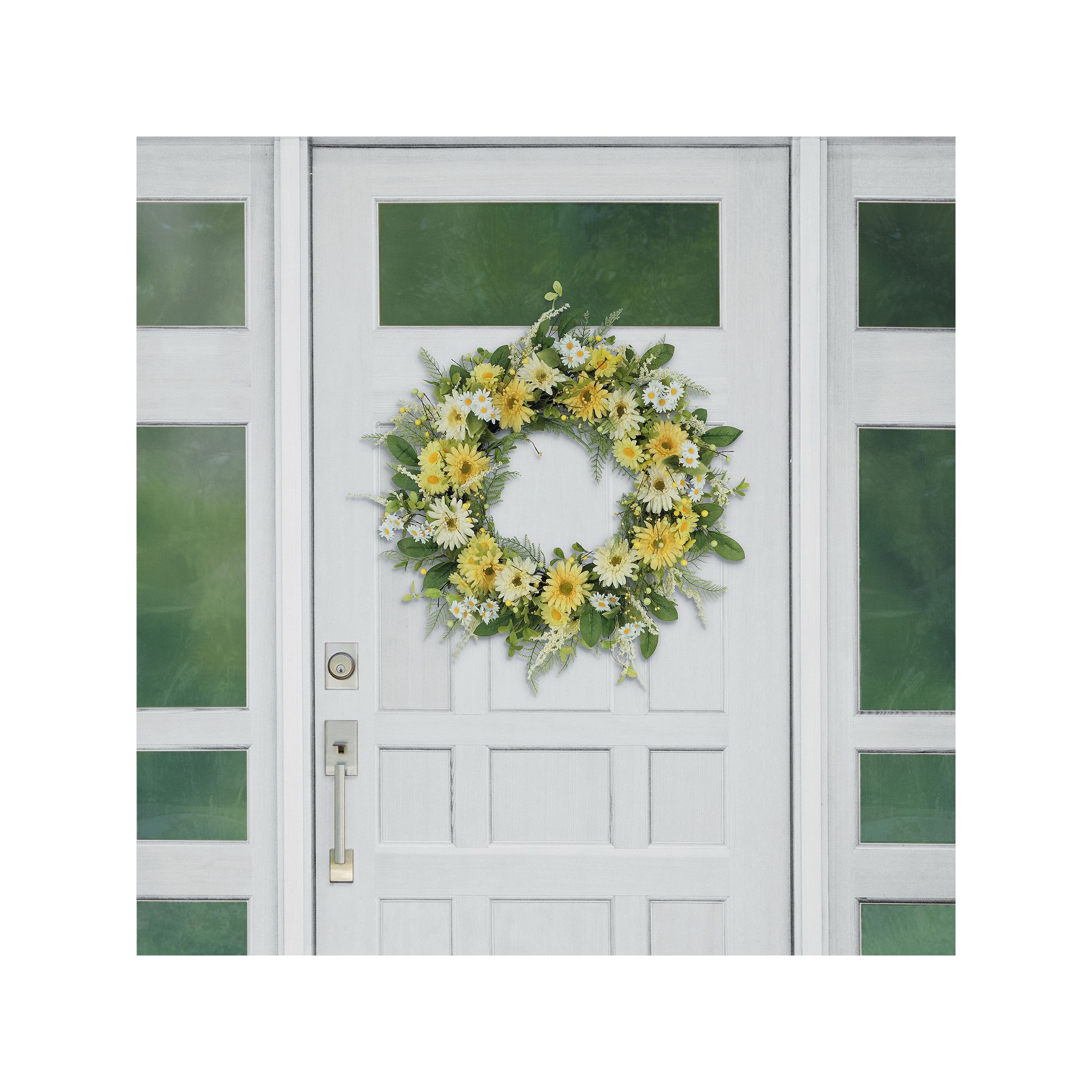 PULEO INTERNATIONAL Yellow Chrysanthemum Daisy Artificial Wreath