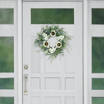 PULEO INTERNATIONAL Sunflower Hydrangea Artificial Wreath