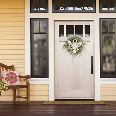 PULEO INTERNATIONAL Sunflower Hydrangea Artificial Wreath