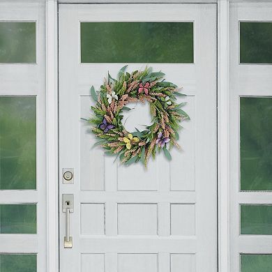 PULEO INTERNATIONAL Salix Leaf Butterfly Artificial Wreath