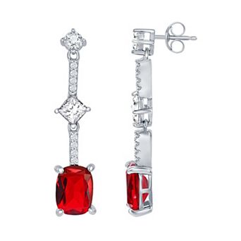 Argento Bella Sterling Silver Cubic Zirconia Long Stud Earrings