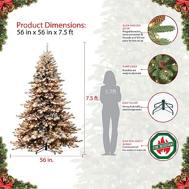 PULEO INTERNATIONAL 6.5-ft. Spruce Flocked 700-Light Artificial Christmas Tree