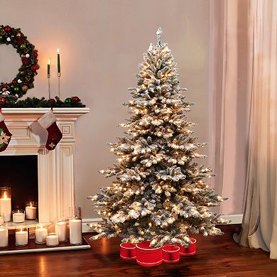 PULEO INTERNATIONAL 6.5-ft. Spruce Flocked 700-Light Artificial Christmas Tree
