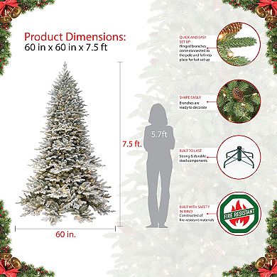 PULEO INTERNATIONAL 7.5-ft. Douglas Fir Downswept Flocked 800-Light Artificial Christmas Tree