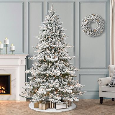 PULEO INTERNATIONAL 6.5-ft. Spruce Green Flocked 500-Light Artificial Christmas Tree