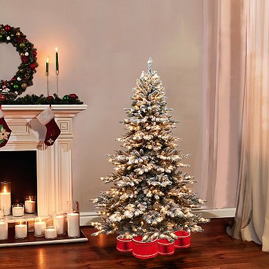 PULEO INTERNATIONAL 6.5-ft. Spruce Green Flocked 500-Light Artificial Christmas Tree