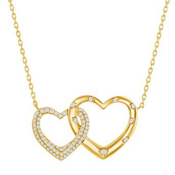 Argento Bella 14k Gold Over Silver Interlocking Cubic Zirconia Heart Necklace