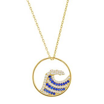 Argento Bella 14k Gold Over Silver Blue & White Cubic Zirconia Wave Necklace