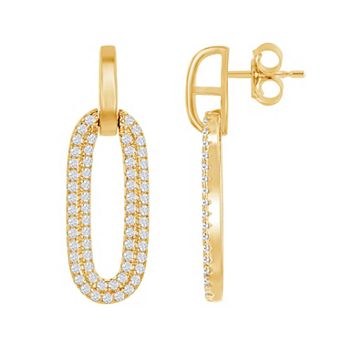 Argento Bella 14k Gold Over Silver Cubic Zirconia Oval Door Knocker Earrings