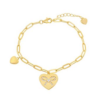 Argento Bella 14k Gold Over Sterling Silver Heart Bracelet