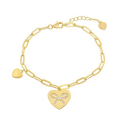 14k Gold offers Over 925 Silver Heart Bracelet