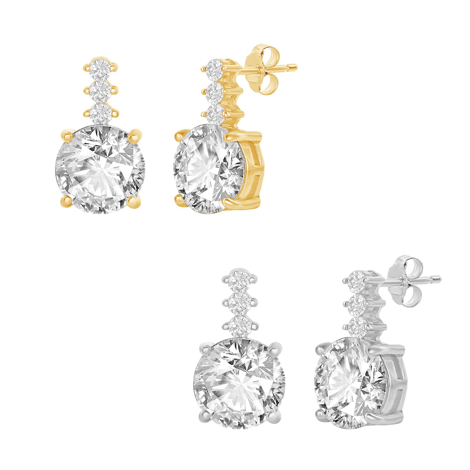 Gorgeous 925 Silver Filled Stud Earrings For Women With Cubic Zirconia - A Pair