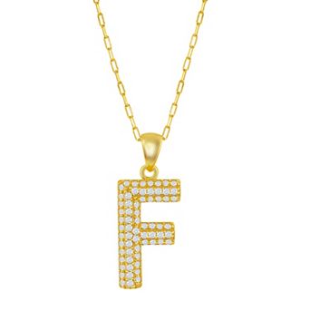 Argento Bella Sterling Silver Cubic Zirconia Block Initial Necklace