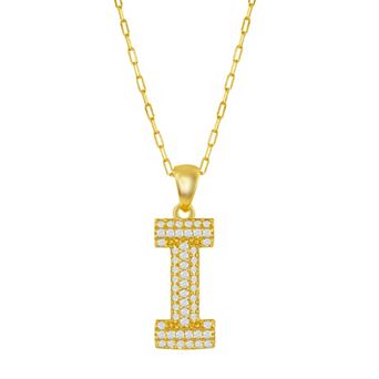 Argento Bella Sterling Silver Cubic Zirconia Block Initial Necklace