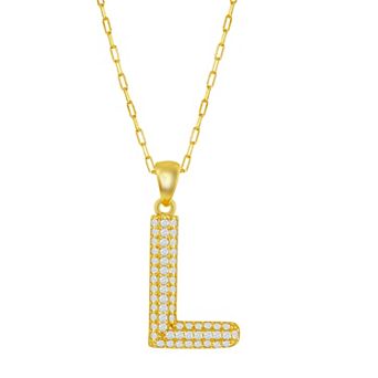 Argento Bella Sterling Silver Cubic Zirconia Block Initial Necklace