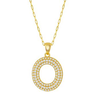 Argento Bella Sterling Silver Cubic Zirconia Block Initial Necklace