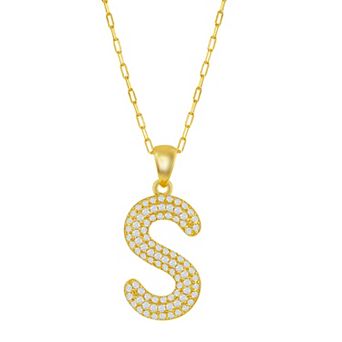 Argento Bella Sterling Silver Cubic Zirconia Block Initial Necklace