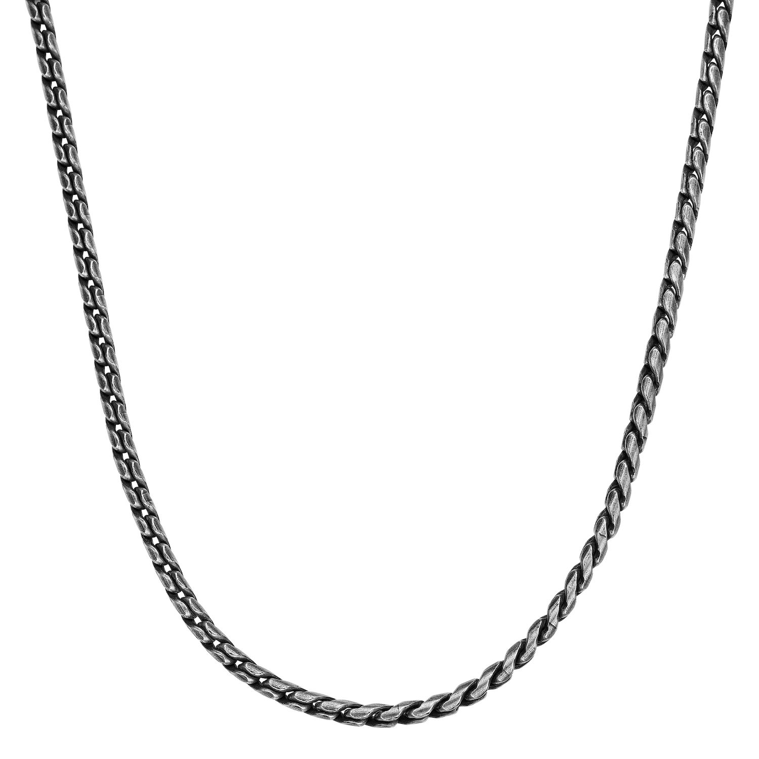 LYNX Stainless Steel & Black Leather Necklace - Men